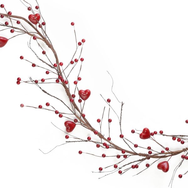 4.5  Hearts & Berries Garland: Red Online Hot Sale