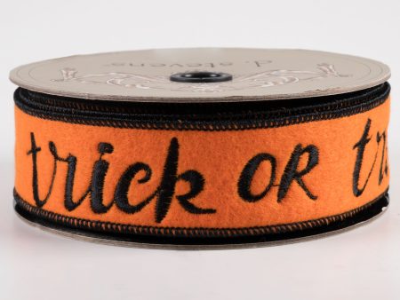 [D Stevens] 1.5  Felt Trick Or Treat Ribbon: Orange & Black (10 Yards) Fashion