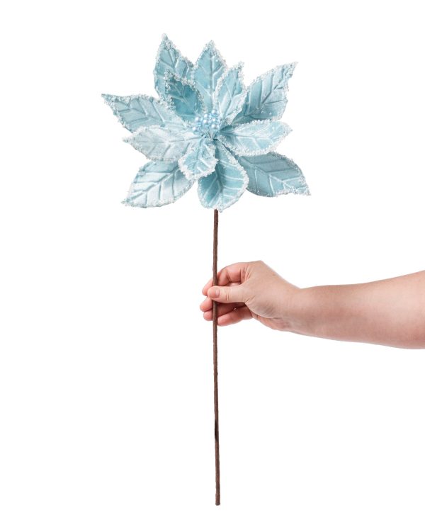 22  Velvet Poinsettia Stem: Light Blue Online now