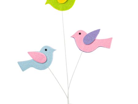 18  Felt Bird Spray: Pink, Lavender, Blue, Yellow, Green Hot on Sale