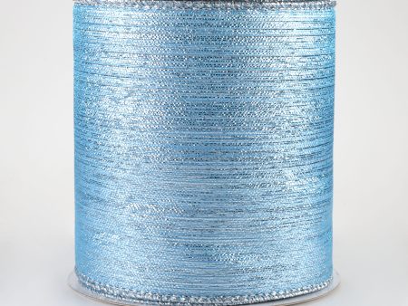 4  Vertical Metallic Stripe Ribbon: Ice Blue (10 Yards) Sale