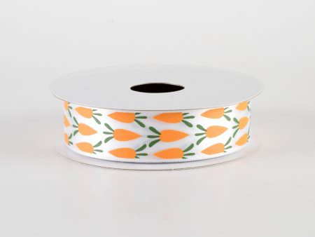 7 8  Satin Carrot Ribbon: White (10 Yards) For Cheap