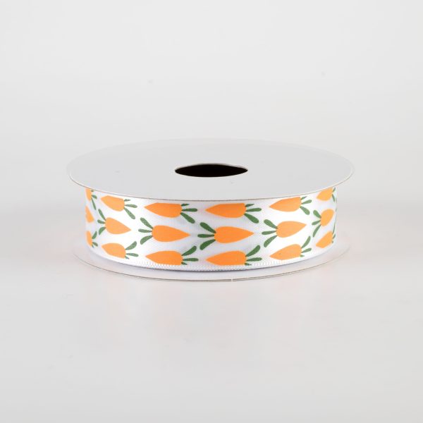 7 8  Satin Carrot Ribbon: White (10 Yards) For Cheap