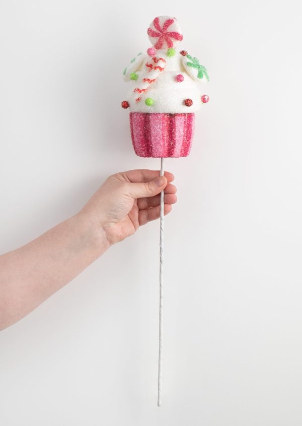 16  Candy Cane Cupcake Pick: Hot Pink Supply