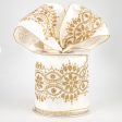 4  Luxurious Center Dupioni Ribbon: Ivory & Light Gold (10 Yards) Online Hot Sale