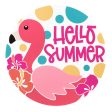 9.4  Round Waterproof Sign: Hello Summer Flamingo Sale