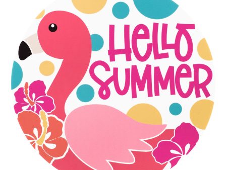 9.4  Round Waterproof Sign: Hello Summer Flamingo Sale