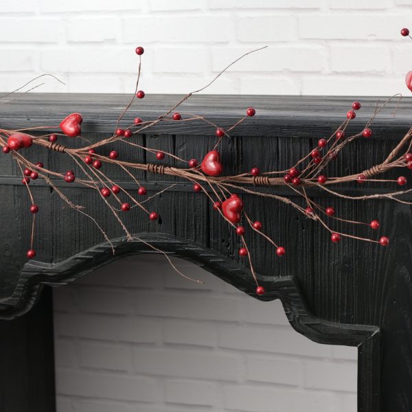 4.5  Hearts & Berries Garland: Red Online Hot Sale