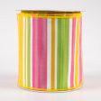 4  Multi Width Horizontal Stripe Ribbon: White, Green, Pink, Yellow (10 Yards) Supply