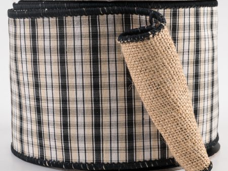 [D Stevens] 4  Dupioni Kacey Plaid with Burlap Backing Ribbon (10 Yards) Discount