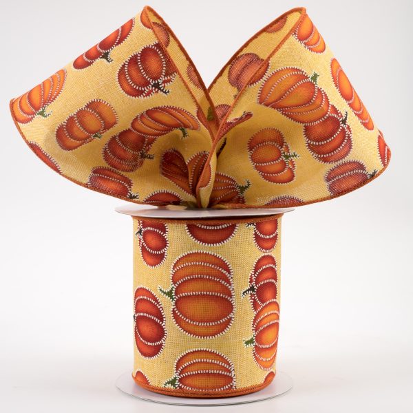 4  Stitch Pumpkin Ribbon: Mustard (10 Yards) Hot on Sale