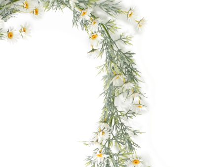 6  Daisies and Leaves Garland: White Cheap