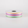 7 8  Pastel Rainbow Stripes White Sheer Woven Ribbon (10 Yards) Supply