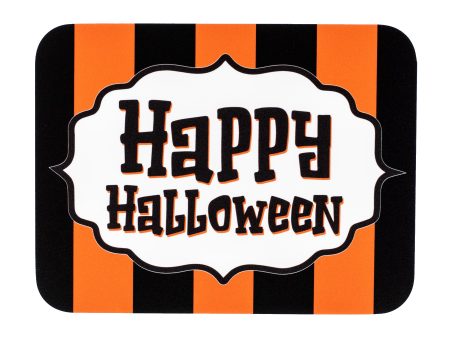 8.5  Waterproof Accent Sign: Happy Halloween Traditional Scalloped Stripes For Cheap