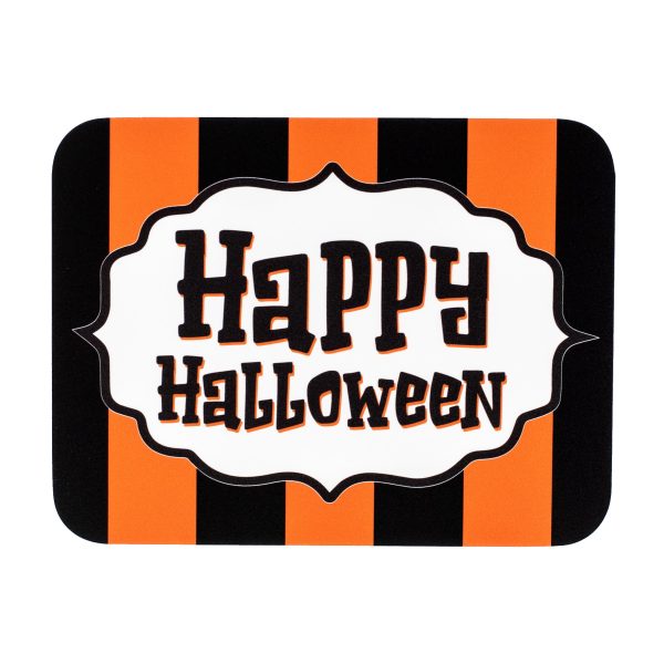 8.5  Waterproof Accent Sign: Happy Halloween Traditional Scalloped Stripes For Cheap