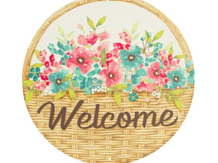 8  Metal Sign: Welcome Flower Basket Hot on Sale