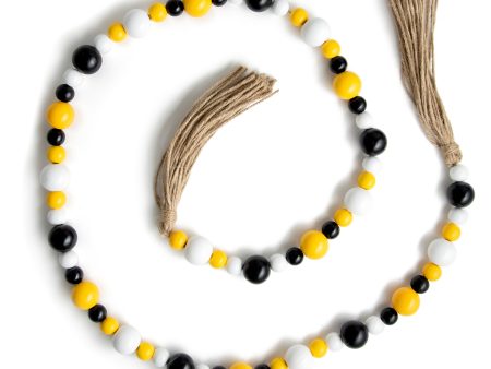 4  Wooden Bead Garland: Yellow, Black, White on Sale