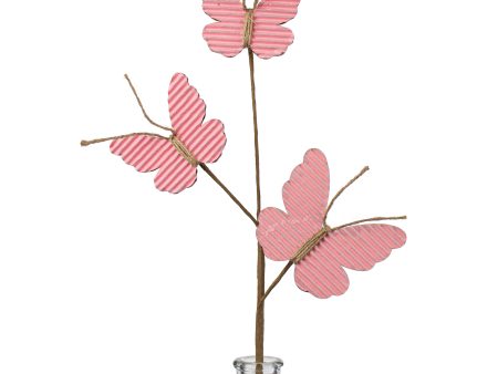 21  Rustic Corrugated Butterfly Pick: Pink For Discount