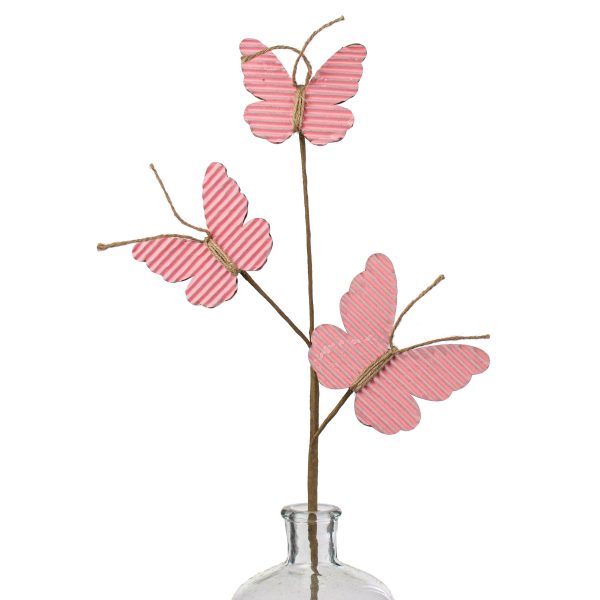 21  Rustic Corrugated Butterfly Pick: Pink For Discount