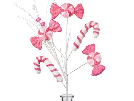 29  Iced Candy Cane & Peppermint Spray: Pink & White on Sale