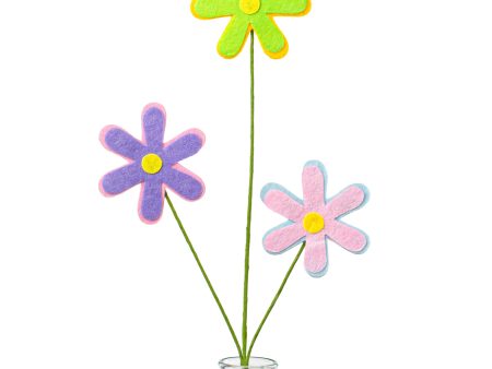 15  Felt Daisy Spray: Yellow, Green, Pink, Lavender, Light Blue Cheap