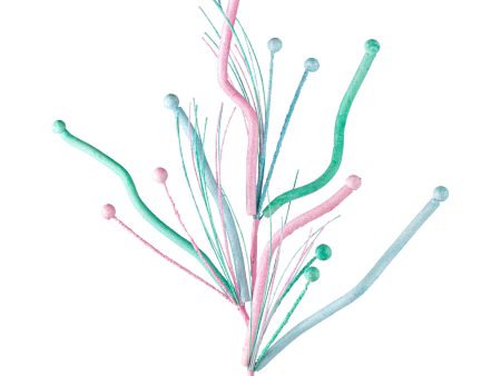 36  Glitter Twig Fishline Ball Spray: Iridescent Turquoise, Light Pink, Light Blue Online