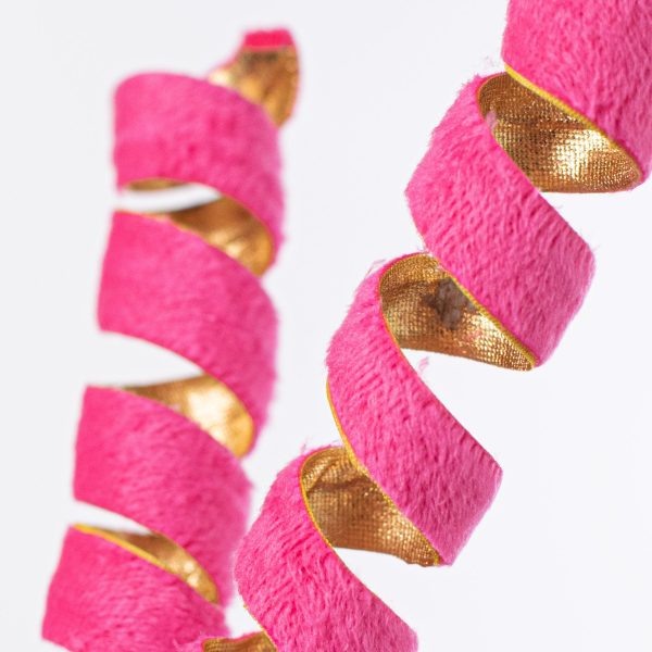 16  Velvet Frizzy Curly Pick: Hot Pink & Gold Hot on Sale