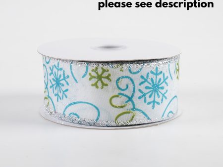 [IRREGULAR] 1.5  Satin Snowflake Ribbon: Pink, Green & Blue (10 Yards) Cheap