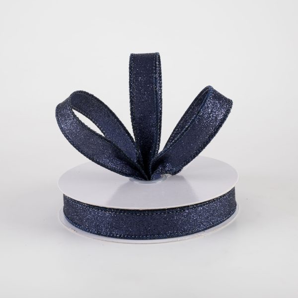 5 8  Shimmer Glitter Ribbon: Navy Blue (10 Yards) Discount