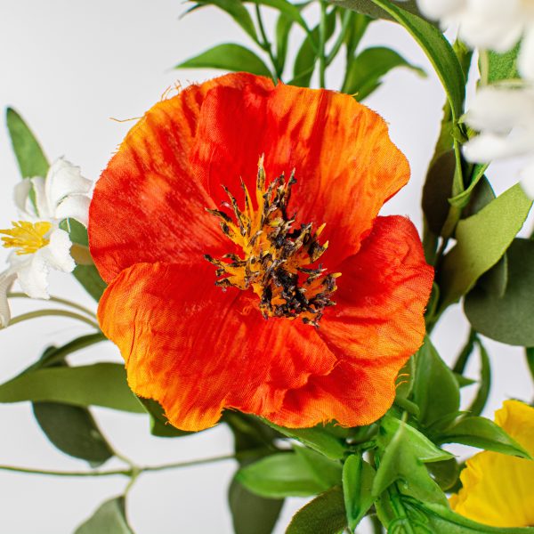 21  Poppy Flower Spray: Orange & Yellow Hot on Sale