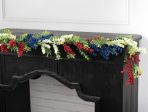 4  Heather with Boxwood Garland: Red, White, Blue Fashion