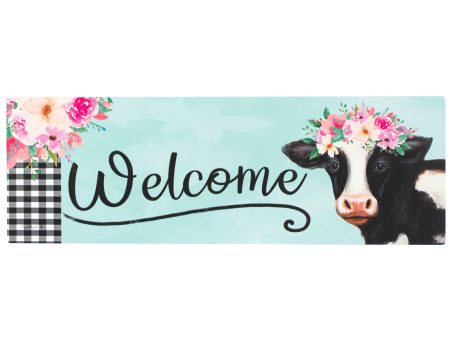 Waterproof Floral Cow Signature Sign (5  x 15 ) Cheap