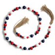 4  Wooden Bead Garland: Red, White, Blue on Sale