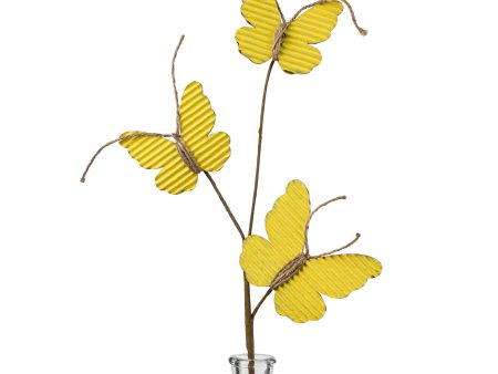 21  Rustic Corrugated Butterfly Pick: Yellow Online Hot Sale