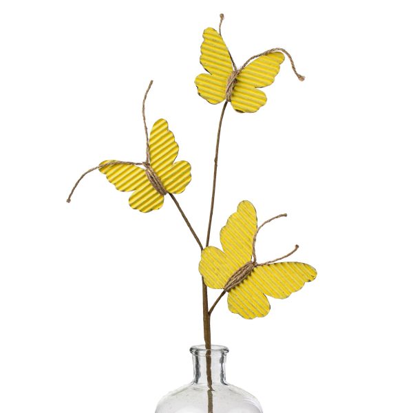 21  Rustic Corrugated Butterfly Pick: Yellow Online Hot Sale