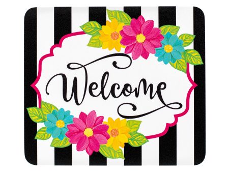 8  Waterproof Accent Sign: Painted Flower Scalloped Stripes Sale