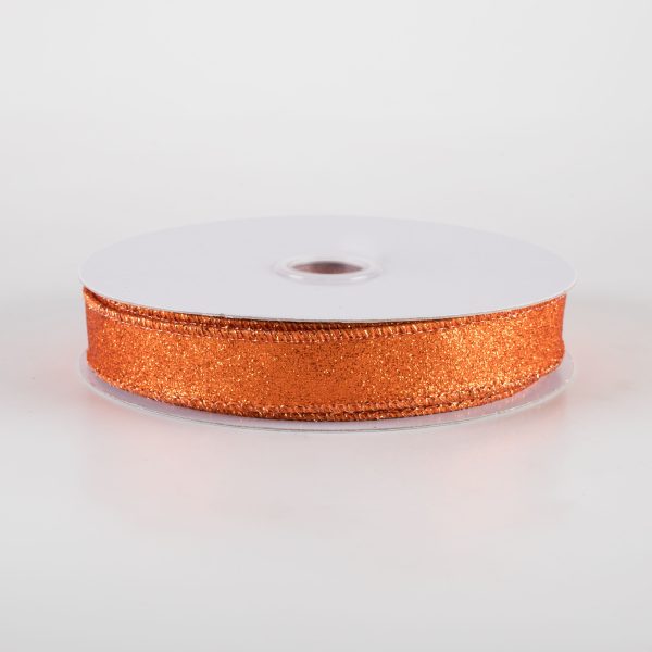 5 8  Shimmer Glitter Ribbon: Orange (10 Yards) For Discount