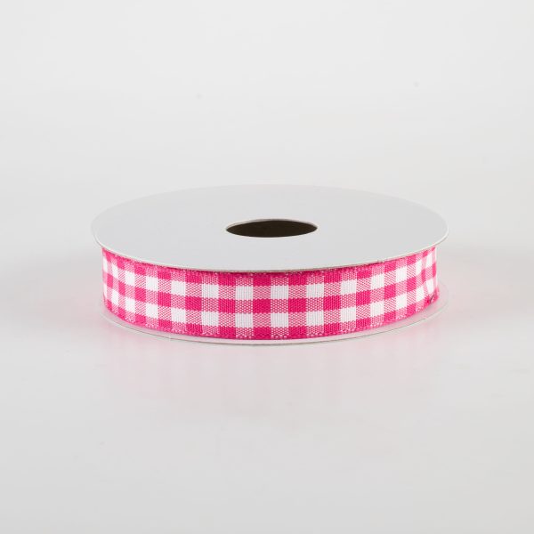 5 8  Classic Check Ribbon: Fuchsia Pink & White (10 Yards) Online