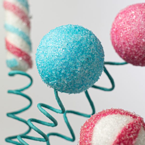 18  Candy Cane Ball Pick: Fuchsia, Blue, White Online now