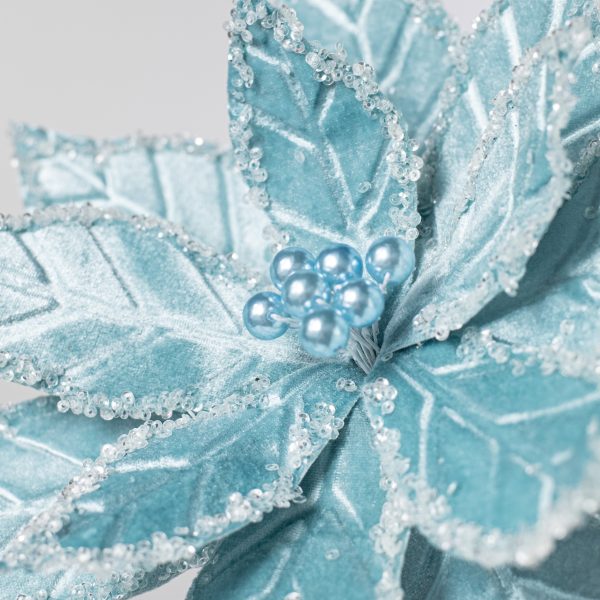 22  Velvet Poinsettia Stem: Light Blue Online now