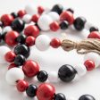 4  Wooden Bead Garland: Red, Black, White Online