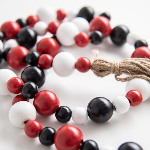 4  Wooden Bead Garland: Red, Black, White Online