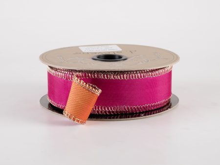 [D Stevens] 1  Taffeta Double Sided Ribbon: Orange & Hot Pink (10 Yards) Online now