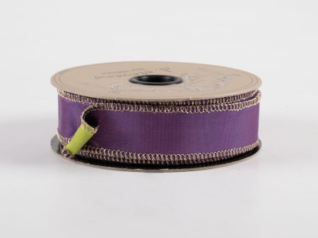 [D Stevens] 1  Taffeta Double Sided Ribbon: Apple Green & Purple (10 Yards) For Cheap