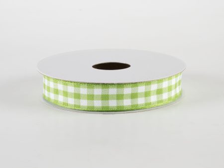 5 8  Classic Check Ribbon: Lime Green & White (10 Yards) Online now