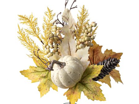 15  White Pumpkin, Berries and Fall Leaves Pick Cheap