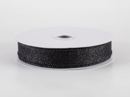 5 8  Shimmer Glitter Ribbon: Black (10 Yards) Cheap