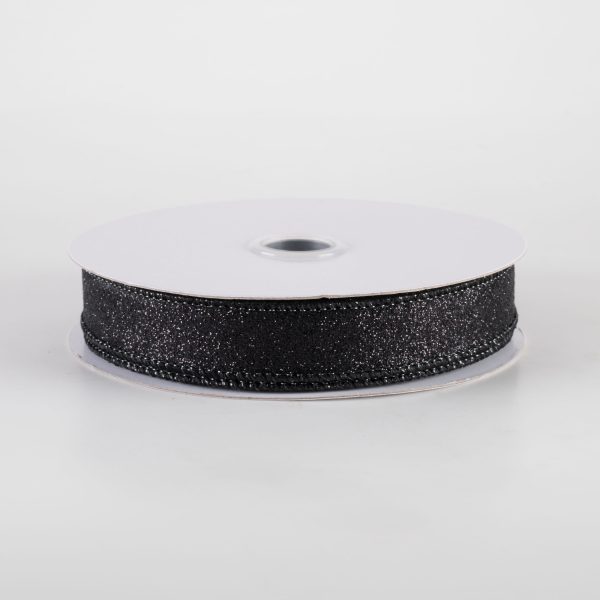 5 8  Shimmer Glitter Ribbon: Black (10 Yards) Cheap