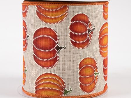 4  Stitch Pumpkin Ribbon: Natural (10 Yards) Online