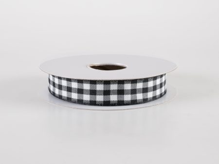 5 8  Classic Check Ribbon: Black & White (10 Yards) Fashion